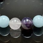 Akvamarin,rózsakvarc,ametiszt karkötő