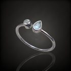 Akvamarin, topáz ezüst gyűrű