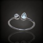 Akvamarin, topáz ezüst gyűrű