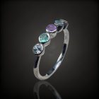 Akvamarin, labradorit, ametiszt, apatit topáz ezüst gyűrű