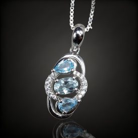 Akvamarin topáz ezüst medál
