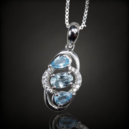 Akvamarin topáz ezüst medál