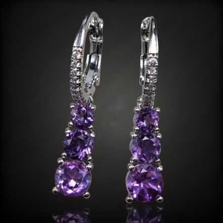 Ametiszt ezüst fülbevaló