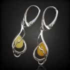 Borostyán ezüst fülbevaló