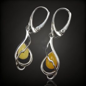 Borostyán ezüst fülbevaló