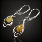 Borostyán ezüst fülbevaló