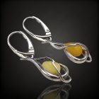 Borostyán ezüst fülbevaló