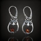 Borostyán ezüst fülbevaló