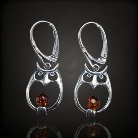 Borostyán ezüst fülbevaló