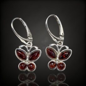 Borostyán ezüst fülbevaló