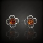 Borostyán ezüst fülbevaló