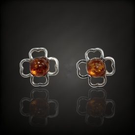 Borostyán ezüst fülbevaló