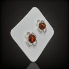 Borostyán ezüst fülbevaló