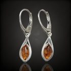 Borostyán ezüst fülbevaló