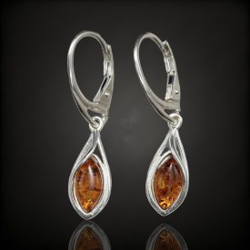Borostyán ezüst fülbevaló
