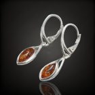 Borostyán ezüst fülbevaló