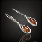 Borostyán ezüst fülbevaló