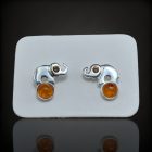 Borostyán ezüst fülbevaló