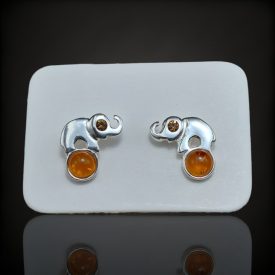 Borostyán ezüst fülbevaló