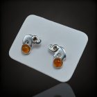 Borostyán ezüst fülbevaló