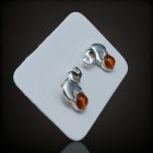 Borostyán ezüst fülbevaló