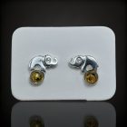 Borostyán ezüst fülbevaló