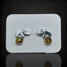 Borostyán ezüst fülbevaló