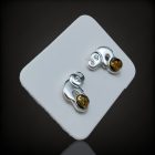 Borostyán ezüst fülbevaló