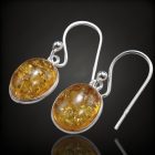 Borostyán ezüst fülbevaló