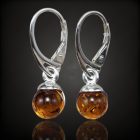 Borostyán ezüst fülbevaló