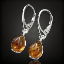 Borostyán ezüst fülbevaló