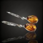 Borostyán ezüst fülbevaló