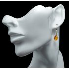 Borostyán ezüst fülbevaló