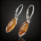 Borostyán ezüst fülbevaló