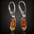Borostyán ezüst fülbevaló