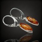 Borostyán ezüst fülbevaló