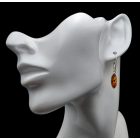 Borostyán ezüst fülbevaló