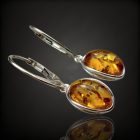 Borostyán ezüst fülbevaló