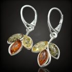 Borostyán ezüst fülbevaló