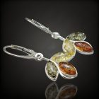 Borostyán ezüst fülbevaló