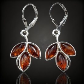 Borostyán ezüst fülbevaló