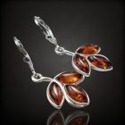 Borostyán ezüst fülbevaló