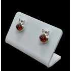 Borostyán ezüst fülbevaló