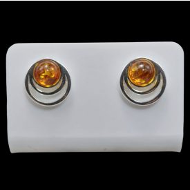 Borostyán ezüst fülbevaló