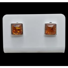 Borostyán ezüst fülbevaló