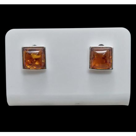 Borostyán ezüst fülbevaló