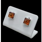 Borostyán ezüst fülbevaló