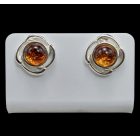 Borostyán ezüst fülbevaló