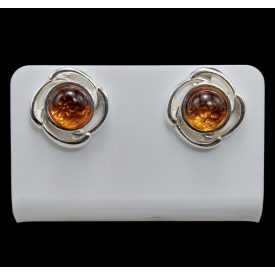 Borostyán ezüst fülbevaló