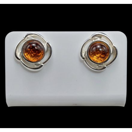 Borostyán ezüst fülbevaló